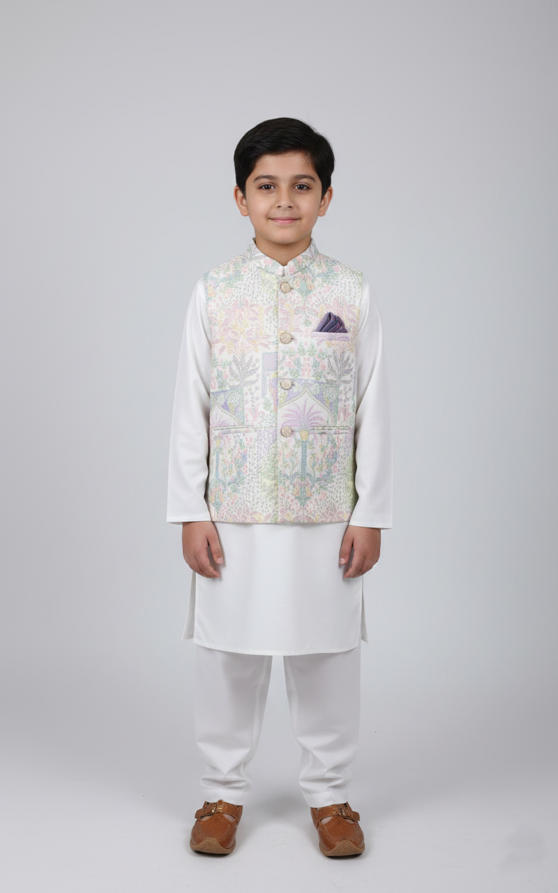 WaistCoat Shalwar Suit K-3402-B